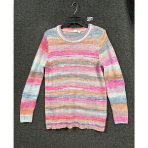 Gap Knit Tunic Sweater Womens Size M Rainbow Multicolor Stripe Long Sleeve